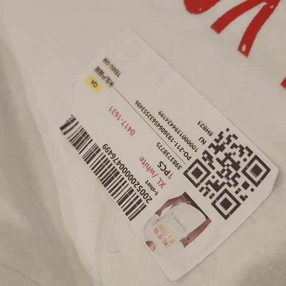 White Graphic Tee with Colorful Text Design Size XL! - Picture 4 of 7